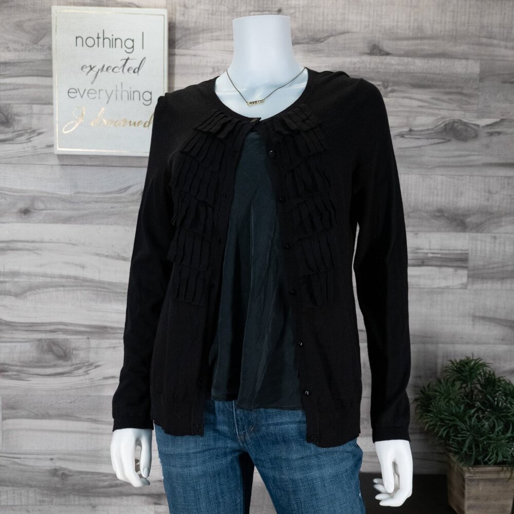 Talbots Black Ruffle Cardigan - Picture 5 of 5